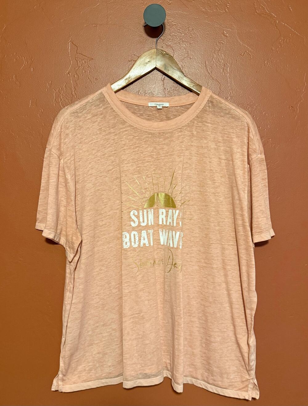 Maurices Light Pink Sun Rays Boat Waves Short Sleeve T-Shirt